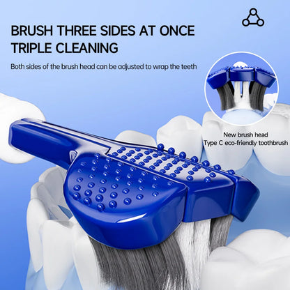 3D Manual Toothbrush 6pcs Three sided U-shaped Soft Toothbrush for Comprehensive Oral Cleaning for Adults, Men and Women, Coup