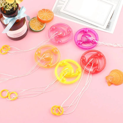 3/6/9pcs New Luminous Hand Pull Luminous Flashing Rope Flywheel Toy Led Light Toy Novelty Flywheel Flash Gyro Gift Toys