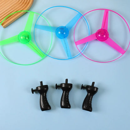 Luminous Flying Disc Propeller Toys LED Lighting Pull String Flying UFO Toy Spinning Top Outdoor Game Sports Toy Gift