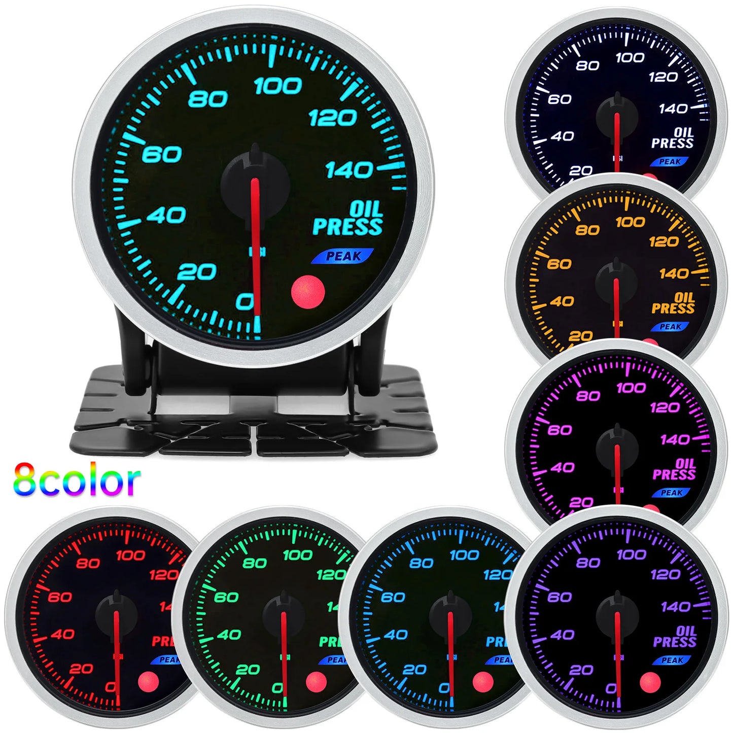Universal Auto 12V 52mm 8 Color Racing Car Oil Pressure Water Oil Temp EGT Exhaust Temp Turbo Boost Tachometer Gauge Meter