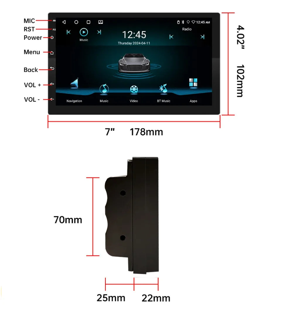 7 9 10"2 Din Car Audio Android 13 Android auto Wireless Carplay 64G Automotive Multimedia Player BT GPS Car intelligent Systems