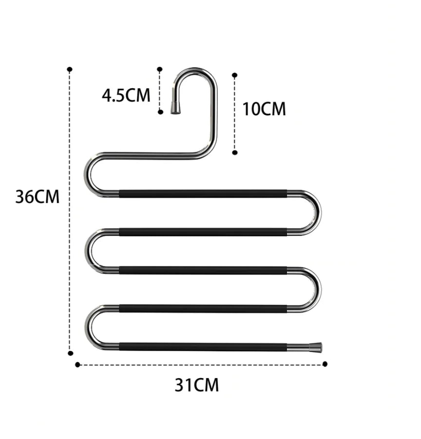 Stainless Steel Multi-layer Pants Rack S-shaped Magic Pants Hanging Anti Slip And Space Saving Sardrobe Storage Rack