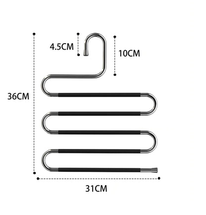 Stainless Steel Multi-layer Pants Rack S-shaped Magic Pants Hanging Anti Slip And Space Saving Sardrobe Storage Rack