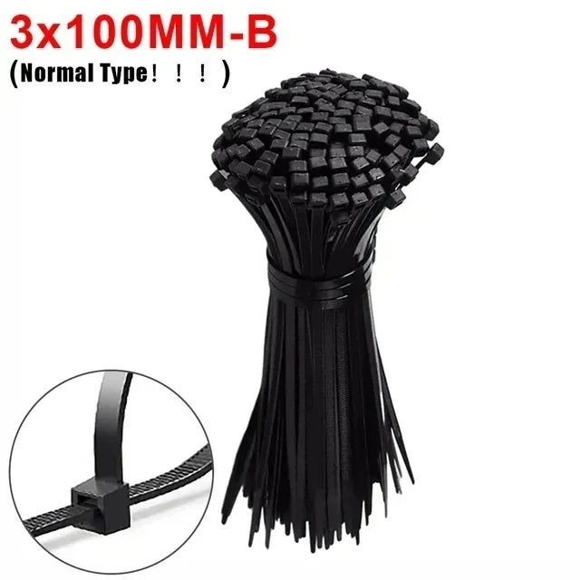 500/100PCS Screw Hole Cable Ties Reusable Fixed Nylon Cable Ties Self-locking Cord Ties Straps Fastening Loop Office Organizer