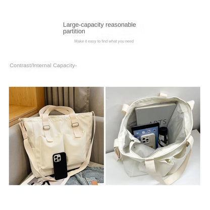Waterproof nylon bag, large capacity, lightweight, multi-functional women's bag, one-shoulder crossbody bag, student class tutor