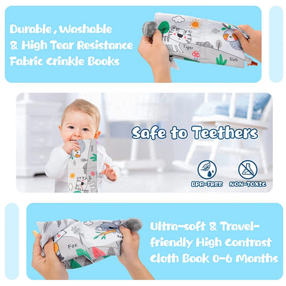 Soft Baby Books 3D Touch Feel High Contrast Cloth Book Sensory Early Learning Stroller Toys for Infant Toddler Toy 0-12 Months
