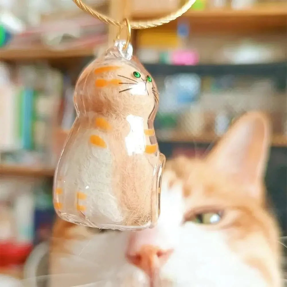 Transparent Cute Cat Keepsake Keychain Lovely Dog/Cat Shape Pet Hair Memorial Bottle With Key Ring for Pet Lovers DIY Souvenirs
