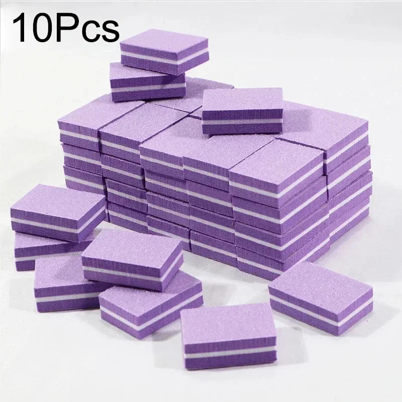 10-50-100pcs Professional Mini Nail Art Buffer File Set 100/180 Sandpaper Manicure Care Tips Sanding Polishing Tools Kit