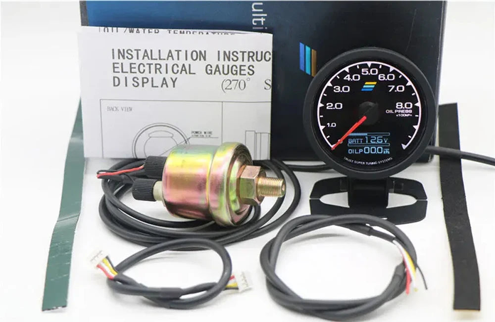 62mm GReddi LCD Digital Display Car Gauge Oil Pressure Oil Temperature Water Temperature Voltmeter Boost Gauge