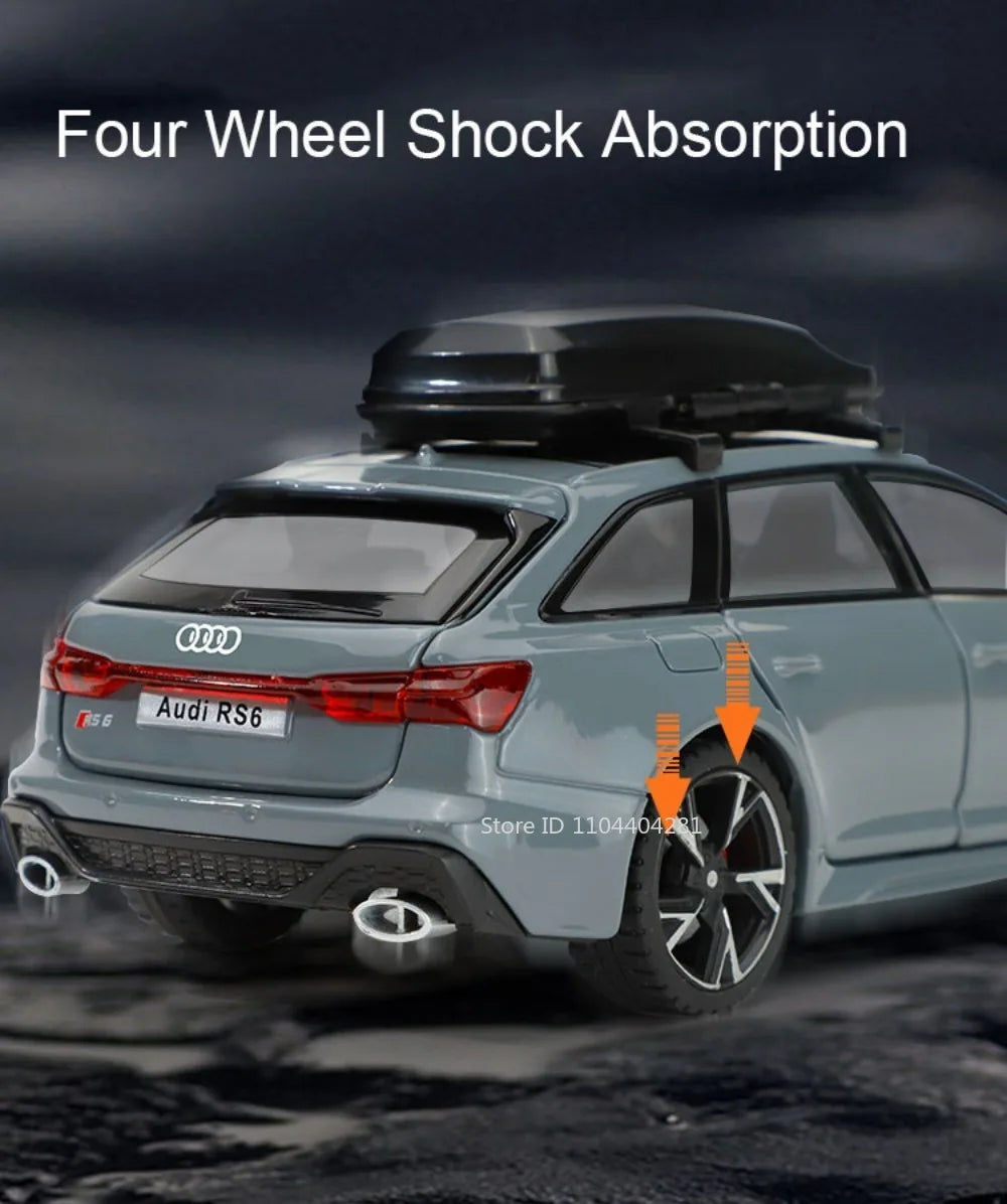 1:32 RS6 RS7 Alloy Miniature Models Diecast Car Toys 6 Doors Opened Sound Light Pull Back Metal Vehices Children's Holiday Gifts