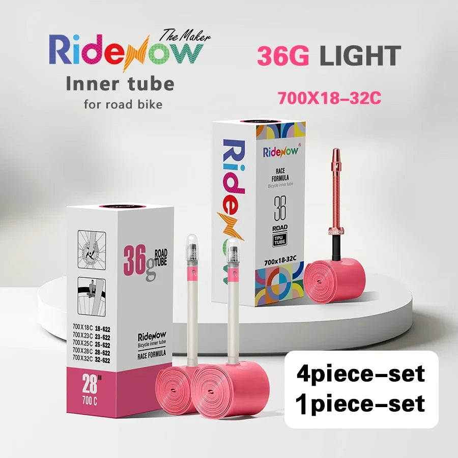 RideNow 700c Tpu Inner Tube 700Cx18-32C/32-47C Road Gravel Bike Plastic Valve & Removable Metal Valve Core External Thread Tube