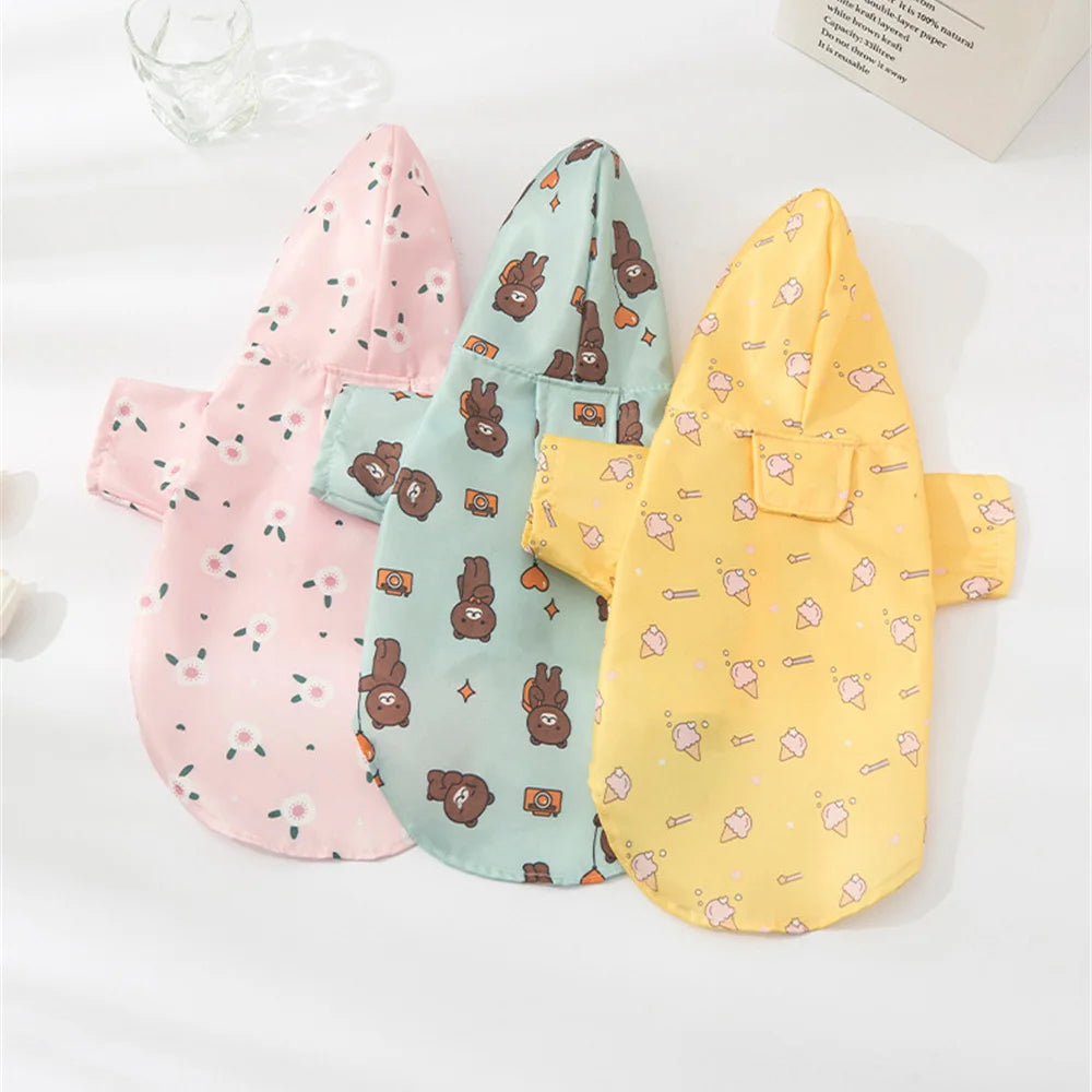 Cartoon Printed Dog Raincoat for Small Dogs Waterproof Pet Clothes Poodle Puppy Pomeranian Raincoats chubasquero para perros