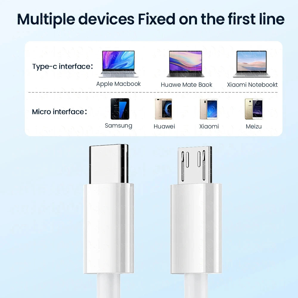 NNBILI 2.4A USB C To Micro Fast USB USB-C Adapter Data Cable for Samsung Huawei Xiaomi MacBook Pro OTG Mobile Phone Micro USB Ca