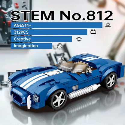 312PCS Blue Sport Car Building Block Set Creative City Vehicle Diy Car Model Bricks Desktop Display Puzzle Toys Holiday Gifts