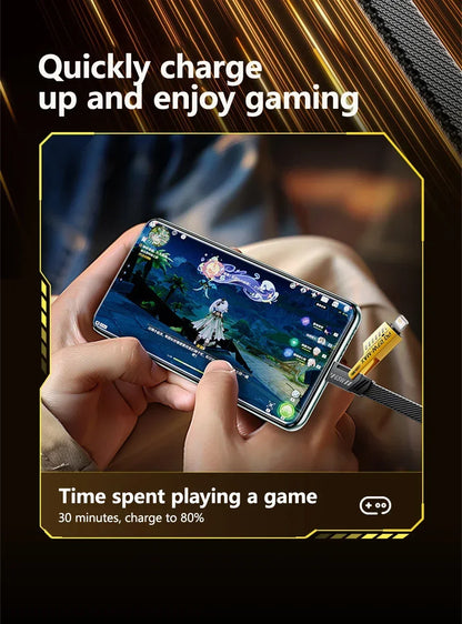 4-in-1 Fast Charging Cable, 65W PD QC Charging Cable with Multiple Connectors, Suitable for Android/iPhone