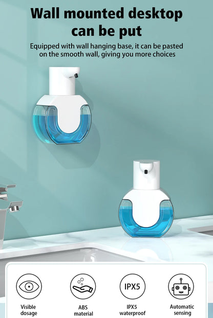 New Wall Mounted Automatic Soap Dispenser Foam Smart Hand Washing Machine 500ml Liquid Rechargeable Bathroom Induction Sensor