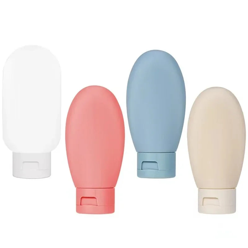 4Pcs 60ml Travel Botttle Set Refillable Bottles Soft Cream Lotion Shampoo Squeeze Tube Empty Cosmetic Containers Makeup Tools