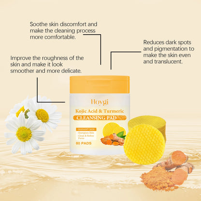 Turmeric Kojic Acid Cleansing Pad Gently Exfoliates Removal Deeply Cleanses Skin Whitens And Lightens Spots Maintains FacialCare