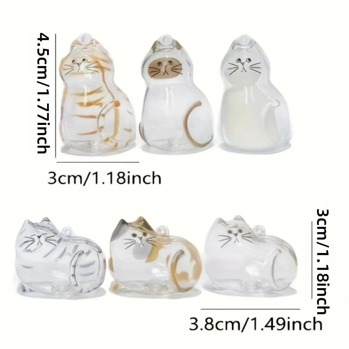 Transparent Cute Cat Keepsake Keychain Lovely Dog/Cat Shape Pet Hair Memorial Bottle With Key Ring for Pet Lovers DIY Souvenirs