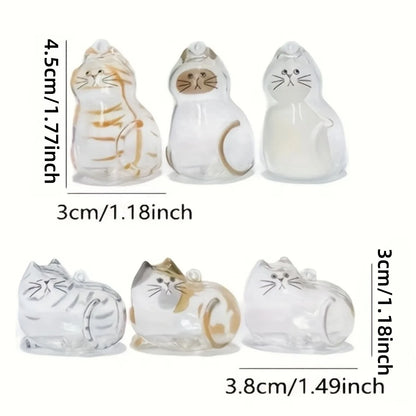 Transparent Cute Cat Keepsake Keychain Lovely Dog/Cat Shape Pet Hair Memorial Bottle With Key Ring for Pet Lovers DIY Souvenirs