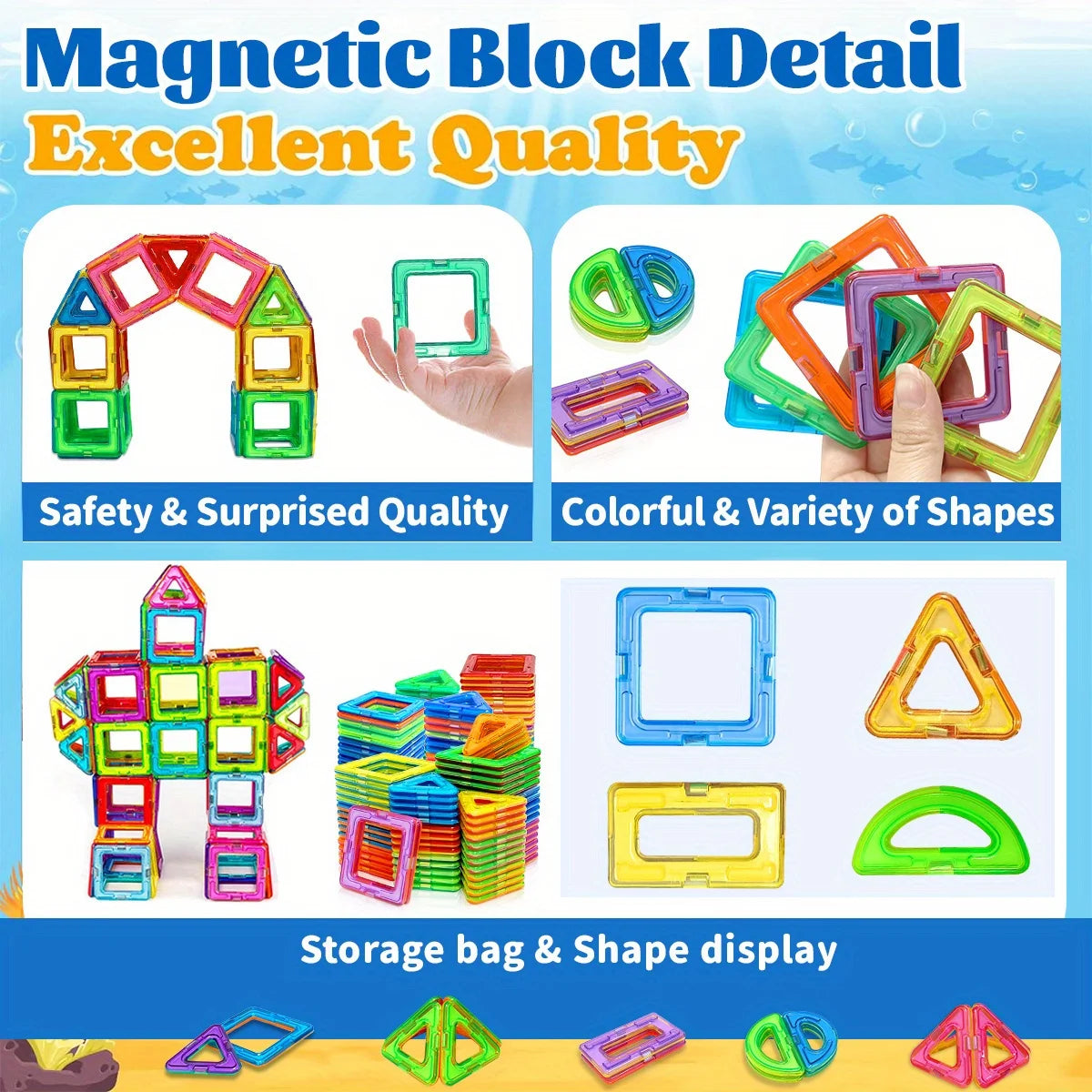 Magnetic Blocks Building, Improve Creativity Hands-On Ability 3D Puzzle Design Toy, for 3 - 6 Years Old Birthday Halloween Gift
