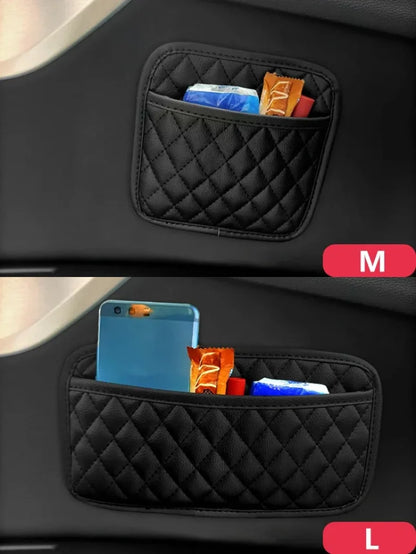 Car Adhesive Organizer PU Leather Storage Bag for Cards Phone Key