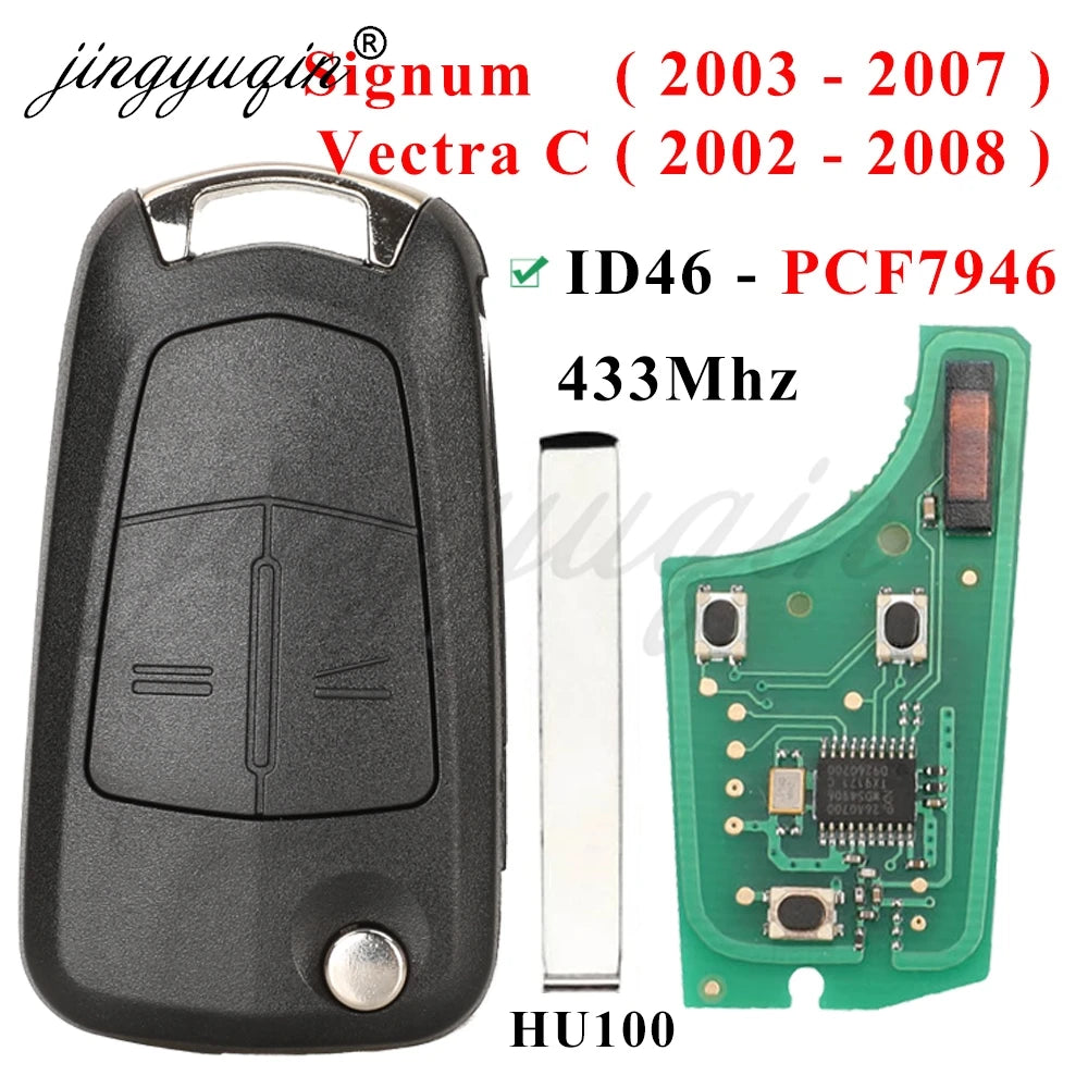 jingyuqin Flip Remote Car Key 433Mhz For Opel/Vauxhall Astra H 2004-2009 Zafira B 2005-2013 Vectra C 2002-2008 Corsa D 2007-2012
