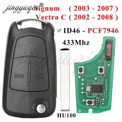 jingyuqin Flip Remote Car Key 433Mhz For Opel/Vauxhall Astra H 2004-2009 Zafira B 2005-2013 Vectra C 2002-2008 Corsa D 2007-2012