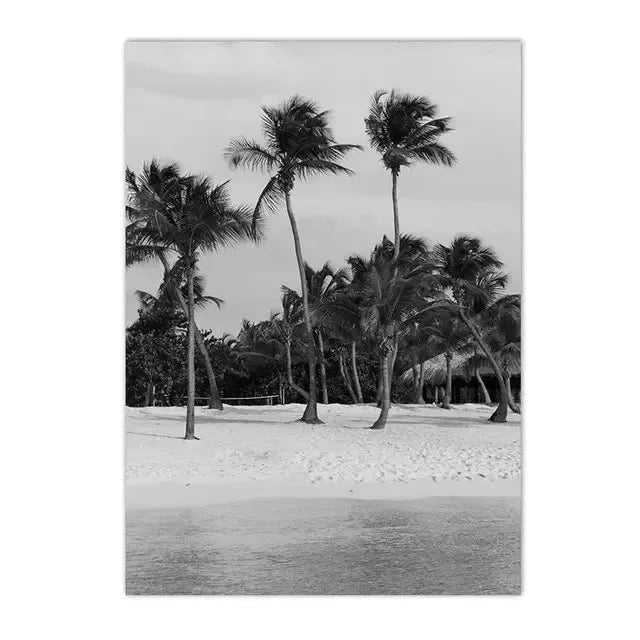 Beach Camper Van Surfing Ocean Landscape Wall Art  Palm Tree  Surfboard Canvas Painting  Home Room Decor Poster Prints