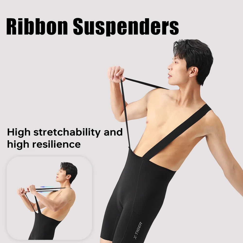 X-TIGER Men's Cycling Bib Shorts 120 Density Gel Cushion Mountain Road Bike Cycling Shorts Outdoor Casual Sports Bib Shorts