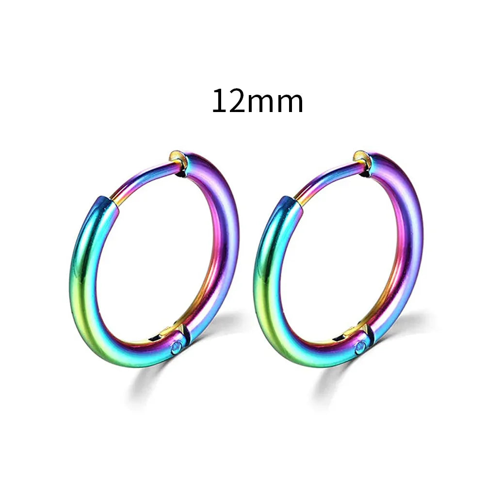New simple stainless steel small hoop earrings for women and men, perfect for cartilage ear piercing jewelry.