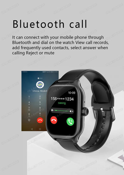 Smart Watch Men 2.01 Inch AMOLED Screen Waterproof Multiple Sport Mode Fitness HD Bluetooth Calls Smartwatch Men Women Bracelet