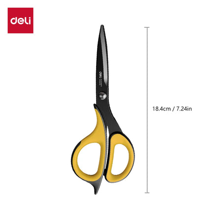 Deli-Stainless Steel Anti-Stick Scissors, Alloy Stationery, School Supplies, Office, Student, DIY, Hand Craft, 184mm