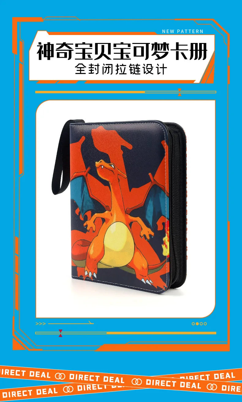 Pokemon Card Anime Photo Album Collect Album Loose Leaf Pu Zipper Game King Fans Pikachu Card Pack Toys Figure Card Storage Bag