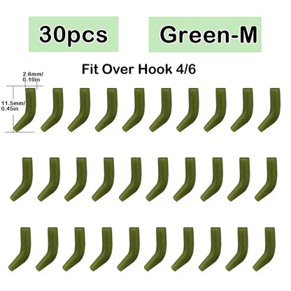 30pcs Terminal Carp Fishing Anti-Tangle Sleeves Connect with Fishing Hook Rubber Tip Tube Positioner Terminal Fishing Tackles