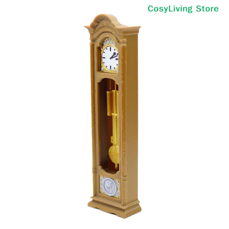 Mini Retro Standing Clock Grandfather Clock Living Room Furniture Decoration Model Scene Ornament