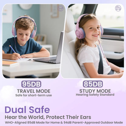 Acer HK03 Kids Wired Headphones for School 85/94dB Volume Limiter 3.5mm Jack Foldable Stereo Sound Headset for Girls Boy Gifts