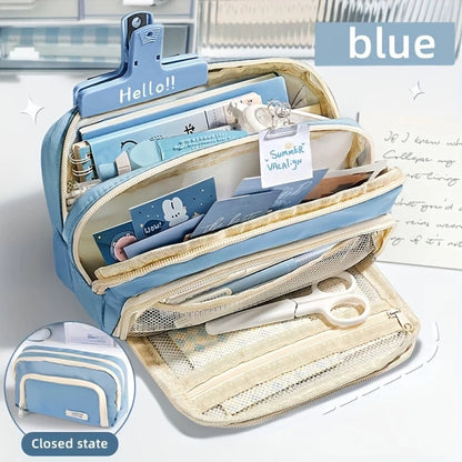 A Large-capacity Multi-layer Pencil Case, A Simple Multi-purpose Student Stationery Box And Makeup Storage Bag
