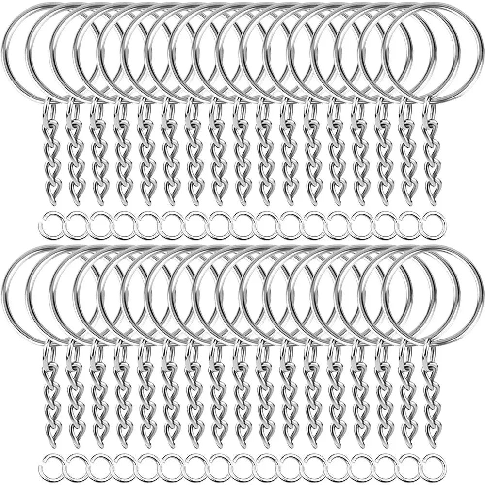 20/50pcs Silver Color Metal Blank Keyring Keychain Split Ring Keyfob Key Holder Rings DIY Findings Making Keychain Accessories ﻿