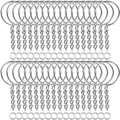 20/50pcs Silver Color Metal Blank Keyring Keychain Split Ring Keyfob Key Holder Rings DIY Findings Making Keychain Accessories ﻿