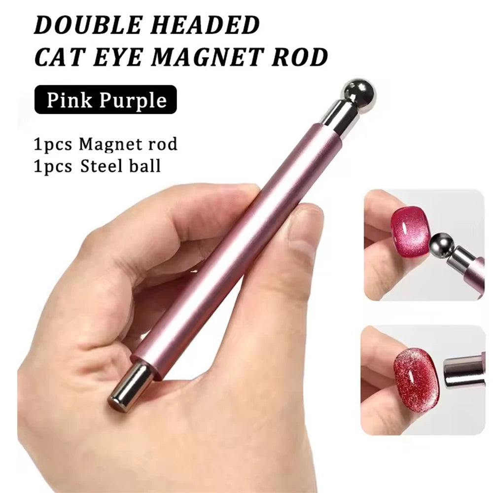 LINMANDA 3 In 1 Dual Headed Cat Eye Nail Art Magnetic Stick Multifunctional Nail Art Magnet Design Tool Suitable for Home DIY