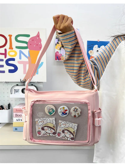 College Style Crossbody Bag with Large Capacity for Class Book Carrying Mailman Bag for Girls Casual Shoulder Crossbody Bag
