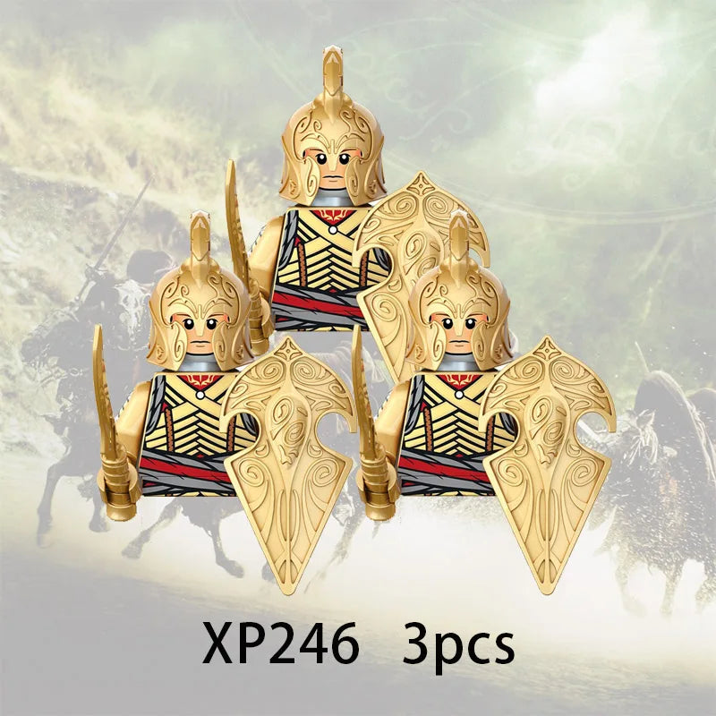 3pcs Lord Rings Elves Orcs Army Dwarf Rohan Mini Action Toy Figures Building Blocks Assembly Toys for Kids Birthday Gift