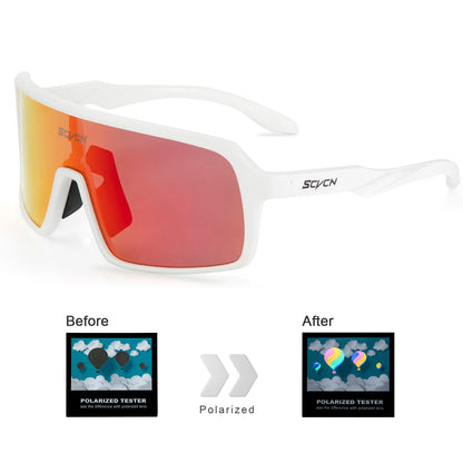 SCVCN Polarized Cycling Sunglasses Mtb Sports UV400 Photochormic Glasses Goggles Bicycle Bike Glasses Men Women Cycling Eyewear