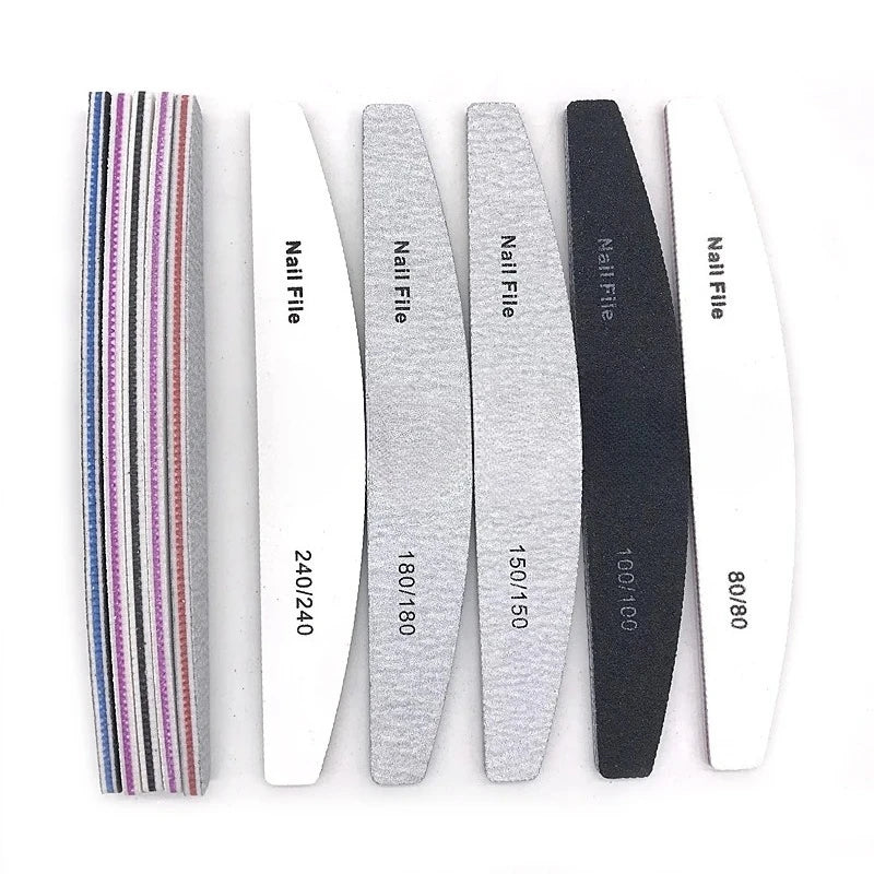 5/25Pcs/Lot Nail File Mix Color 80/100/150/180/240 Grit Professional Sandpaper Cuticle Remover Buffer Files Manicure Tool Set