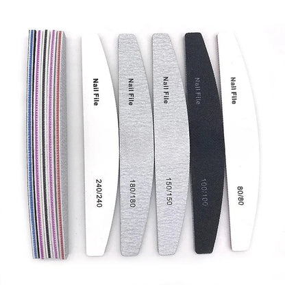 5/25Pcs/Lot Nail File Mix Color 80/100/150/180/240 Grit Professional Sandpaper Cuticle Remover Buffer Files Manicure Tool Set