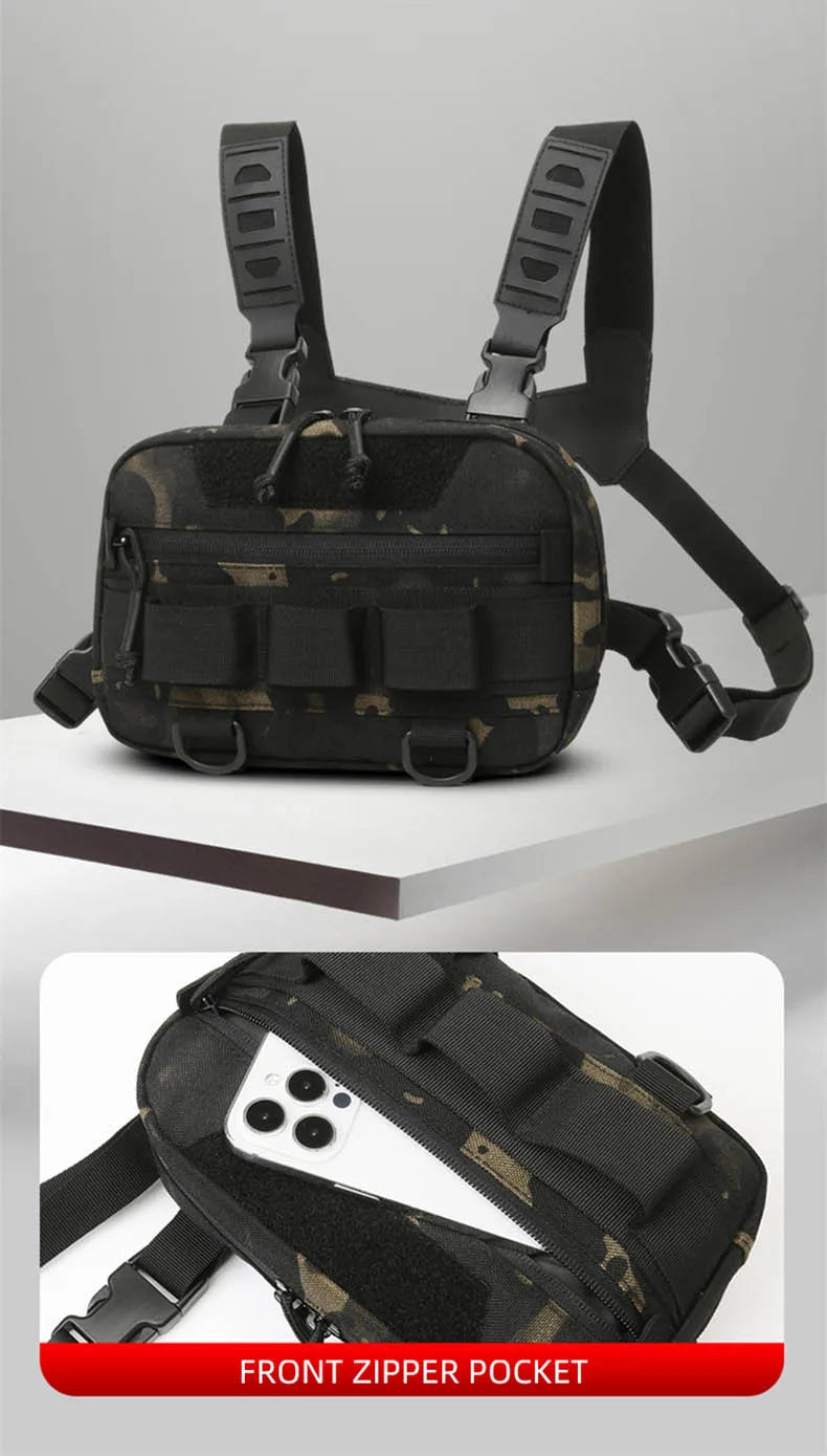Tactical Chest Vest Bag Backpack Front Rig Pouch Outdoor Camping Cycling Hiking Hunting Climbing Fishing Lure Travel Fanny Pack
