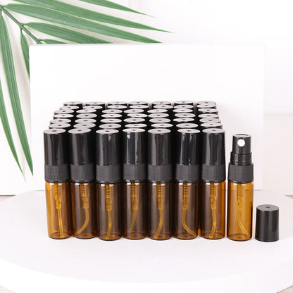 Hot sale 50/batch 3ml brown glass perfume bottle cologne essential oil ultra fine mist spray bottle mini travel essential