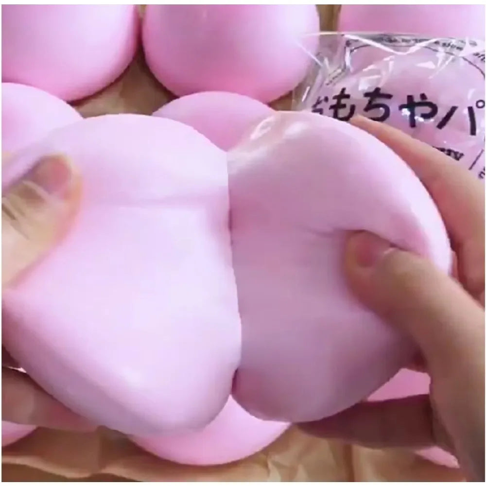 Squishy Simulated Pink Buns Squeeze Toy Soft Stress Relief Slow Rising Sensory Fidget for Anxiety ADHD Autism Gifts for Kids