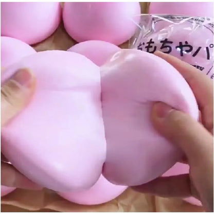 Squishy Simulated Pink Buns Squeeze Toy Soft Stress Relief Slow Rising Sensory Fidget for Anxiety ADHD Autism Gifts for Kids